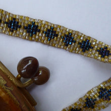 Load image into Gallery viewer, ART DECO Glass Beaded Bag with Celluloid Curved Clasp and Coffee Bean Details. Fabulous Vintage 1930s Evening Bag
