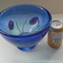 Load image into Gallery viewer, Fine Caithness Glass Bowl; etched thistles &amp; floral design. Bank of Scotland Tercentenary 1995
