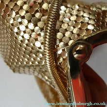 Load image into Gallery viewer, Beautiful LARGE Vintage 1960s GOLD GLOMESH Evening Bag; with Fancy Diamond Set Clasp
