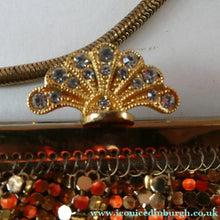 Load image into Gallery viewer, Beautiful LARGE Vintage 1960s GOLD GLOMESH Evening Bag; with Fancy Diamond Set Clasp
