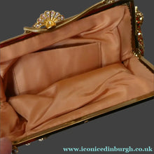Load image into Gallery viewer, Beautiful LARGE Vintage 1960s GOLD GLOMESH Evening Bag; with Fancy Diamond Set Clasp
