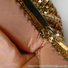 Load image into Gallery viewer, Beautiful LARGE Vintage 1960s GOLD GLOMESH Evening Bag; with Fancy Diamond Set Clasp
