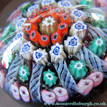 Load image into Gallery viewer, 1950s Vasart Paperweight Scottish Vintage Glass 10 Spokes and Millefiori Canes
