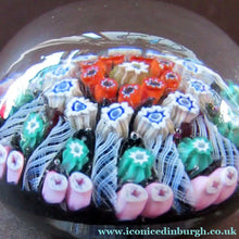 Load image into Gallery viewer, 1950s Vasart Paperweight Scottish Vintage Glass 10 Spokes and Millefiori Canes
