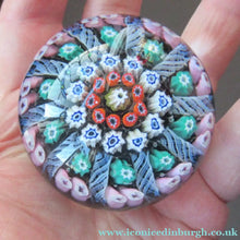 Load image into Gallery viewer, 1950s Vasart Paperweight Scottish Vintage Glass 10 Spokes and Millefiori Canes
