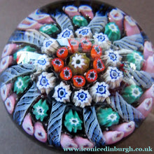 Load image into Gallery viewer, 1950s Vasart Paperweight Scottish Vintage Glass 10 Spokes and Millefiori Canes
