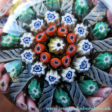 Load image into Gallery viewer, 1950s Vasart Paperweight Scottish Vintage Glass 10 Spokes and Millefiori Canes
