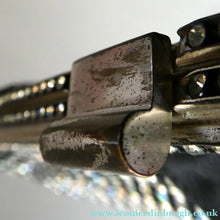 Load image into Gallery viewer, Beautiful Vintage 1950s Black Satin Evening Bag Covered with a Mesh of Crystal Diamante or Rhinestones
