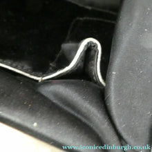 Load image into Gallery viewer, Beautiful Vintage 1950s Black Satin Evening Bag Covered with a Mesh of Crystal Diamante or Rhinestones
