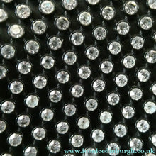 Load image into Gallery viewer, Beautiful Vintage 1950s Black Satin Evening Bag Covered with a Mesh of Crystal Diamante or Rhinestones

