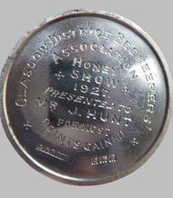 Load image into Gallery viewer, 1927 SCOTTISH BEEKEEPERS ASSOCIATION Hallmarked Solid Silver Medal for the Honey Show. Good Vintage Condition
