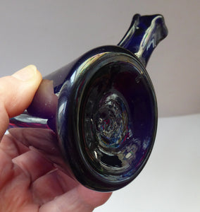 RARE GEORGIAN GLASS Bird Feeder with Bristol Blue Knop Finial; 1830s