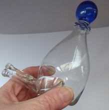 Load image into Gallery viewer, RARE GEORGIAN GLASS Bird Feeder with Bristol Blue Knop Finial; 1830s
