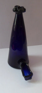 RARE GEORGIAN GLASS Bird Feeder with Bristol Blue Knop Finial; 1830s