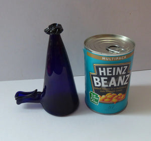 RARE GEORGIAN GLASS Bird Feeder with Bristol Blue Knop Finial; 1830s