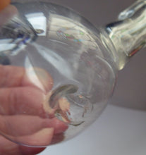 Load image into Gallery viewer, RARE GEORGIAN GLASS Bird Feeder with Bristol Blue Knop Finial; 1830s 
