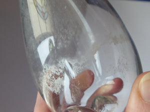 RARE GEORGIAN GLASS Bird Feeder with Bristol Blue Knop Finial; 1830s 