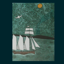 Load image into Gallery viewer, Julian Trevelyan ORIGINAL Etching &amp; Soft Ground Aquatint (1981). SCHOONER. Pencil Signed
