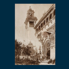 Load image into Gallery viewer, SCOTTISH ART. Sir Muirhead Bone (1876 - 1953). Glasgow International Exhibition 1901. Entrance from the Piazza (The Industrial Hall). Signed in the plate
