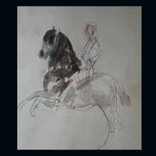 Load image into Gallery viewer, Antoine de la Boulaye (b. 1951). Watercolour Drawing of an Orientalist Horseman
