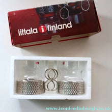 Load image into Gallery viewer, FINLAND. Pair of Ittala TASIKKA Mid-Century Glasses with Silver Tone Holders. Designed by Timo Sarpaneva
