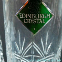 Load image into Gallery viewer, BOXED. Vintage Edinburgh Crystal PAIR of Tall CHAMPAGNE Flute Glasses. Rarer NESS Pattern.   8 1/4 inches
