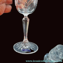 Load image into Gallery viewer, BOXED. Vintage Edinburgh Crystal PAIR of Tall CHAMPAGNE Flute Glasses. Rarer NESS Pattern.   8 1/4 inches
