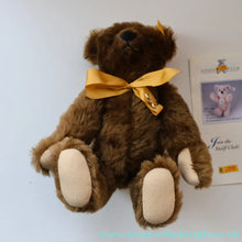 Load image into Gallery viewer, Vintage STEIFF BEAR. Classic 1909 Brown Bear with Large Yellow Satin Ribbon
