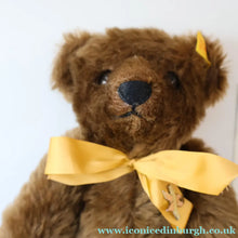 Load image into Gallery viewer, Vintage STEIFF BEAR. Classic 1909 Brown Bear with Large Yellow Satin Ribbon
