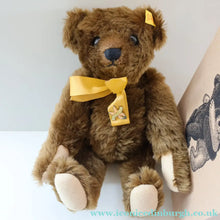 Load image into Gallery viewer, Vintage STEIFF BEAR. Classic 1909 Brown Bear with Large Yellow Satin Ribbon
