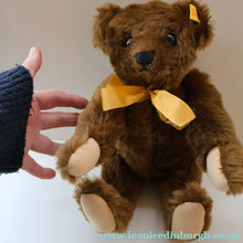 Load image into Gallery viewer, Vintage STEIFF BEAR. Classic 1909 Brown Bear with Large Yellow Satin Ribbon

