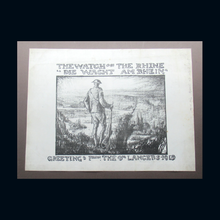 Load image into Gallery viewer, Very Rare WWI PROOF Lithograph by Frank Brangwyn. Watch on the Rhine / Greetings from the 9th Lancers. 1918. Pencil Signed
