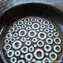 Load image into Gallery viewer, Britt-Louise Sundell Shallow SWEDISH Bowl with Abstract Circular Patterns, for GUSTAVSBERG: Impressed Signature and Labels
