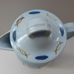 Large Vintage 1950s BUCHAN Stoneware Lidded Jug: HEBRIDES Pattern
