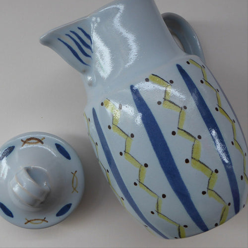 Large Vintage 1950s BUCHAN Stoneware Lidded Jug: HEBRIDES Pattern