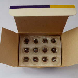 1950s Vintage Tin Full of Original Toronto Light Bulbs for Cycle, Dynamo and Radio Panels. 6 Volt .25 amp