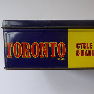 1950s Vintage Tin Full of Original Toronto Light Bulbs for Cycle, Dynamo and Radio Panels. 6 Volt .25 amp