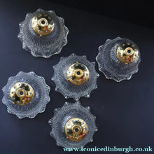 Load image into Gallery viewer, Fine Vintage HOLOPHANE Style Ribbed Glass Pendant Lamp Shade with Brass Hanging Fitment
