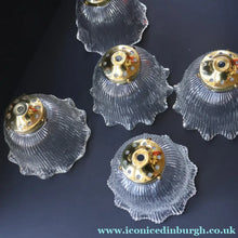 Load image into Gallery viewer, Fine Vintage HOLOPHANE Style Ribbed Glass Pendant Lamp Shade with Brass Hanging Fitment
