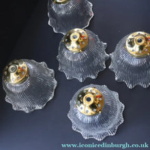 Load image into Gallery viewer, Fine Vintage HOLOPHANE Style Ribbed Glass Pendant Lamp Shade with Brass Hanging Fitment
