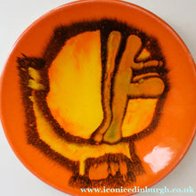 Load image into Gallery viewer, CAROL CUTLER. 1960s Orange POOLE Delphis Small Plate.  Fantastic Abstract Design. 5 inches
