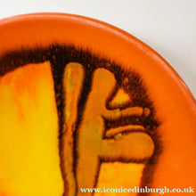 Load image into Gallery viewer, CAROL CUTLER. 1960s Orange POOLE Delphis Small Plate.  Fantastic Abstract Design. 5 inches
