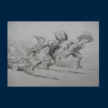 Load image into Gallery viewer, Cute Original Etching by EILEEN ALICE SOPER (1905 - 1990). The Go-Cart Race. Published 1923. Signed in Pencil
