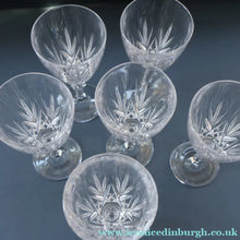 Load image into Gallery viewer, TOTAL OF EIGHT: Lead Crystal Small White Wine Glasses by Cathedral Crystal "Salisbury" Pattern.  5 1/2 inches
