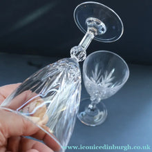 Load image into Gallery viewer, TOTAL OF EIGHT: Lead Crystal Small White Wine Glasses by Cathedral Crystal "Salisbury" Pattern.  5 1/2 inches
