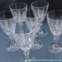Load image into Gallery viewer, TOTAL OF EIGHT: Lead Crystal Small White Wine Glasses by Cathedral Crystal "Salisbury" Pattern.  5 1/2 inches
