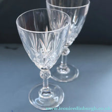 Load image into Gallery viewer, TOTAL OF EIGHT: Lead Crystal Small White Wine Glasses by Cathedral Crystal "Salisbury" Pattern.  5 1/2 inches
