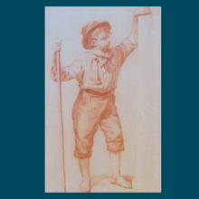 Load image into Gallery viewer, 19th Century Red Chalk Life Study of a Peasant Boy with a Staff by JOHANNES RIJNBOUT
