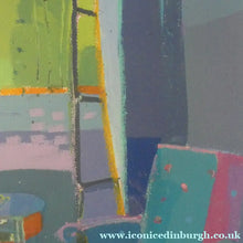 Load image into Gallery viewer, Claire Harrigan (RSW) Mediterranean View through a French Window. Acrylic and Oil Pastel: SIGNED
