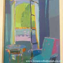 Load image into Gallery viewer, Claire Harrigan (RSW) Mediterranean View through a French Window. Acrylic and Oil Pastel: SIGNED
